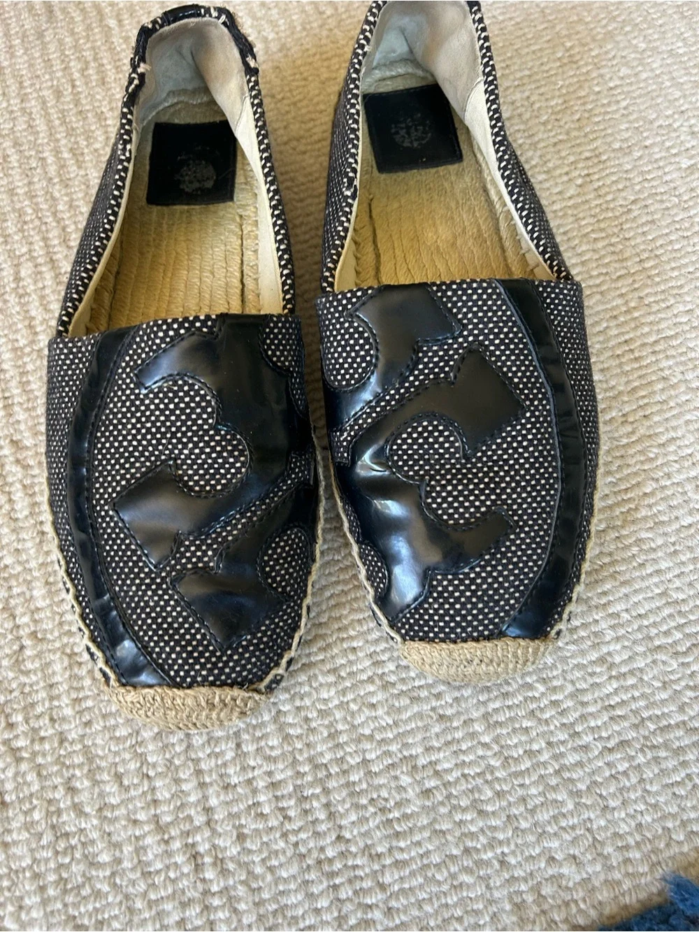 Tory Burch Black Patterned Espadrille Slip-Ons